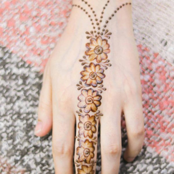 Pakistani mehndi design for dulhan with net pattern